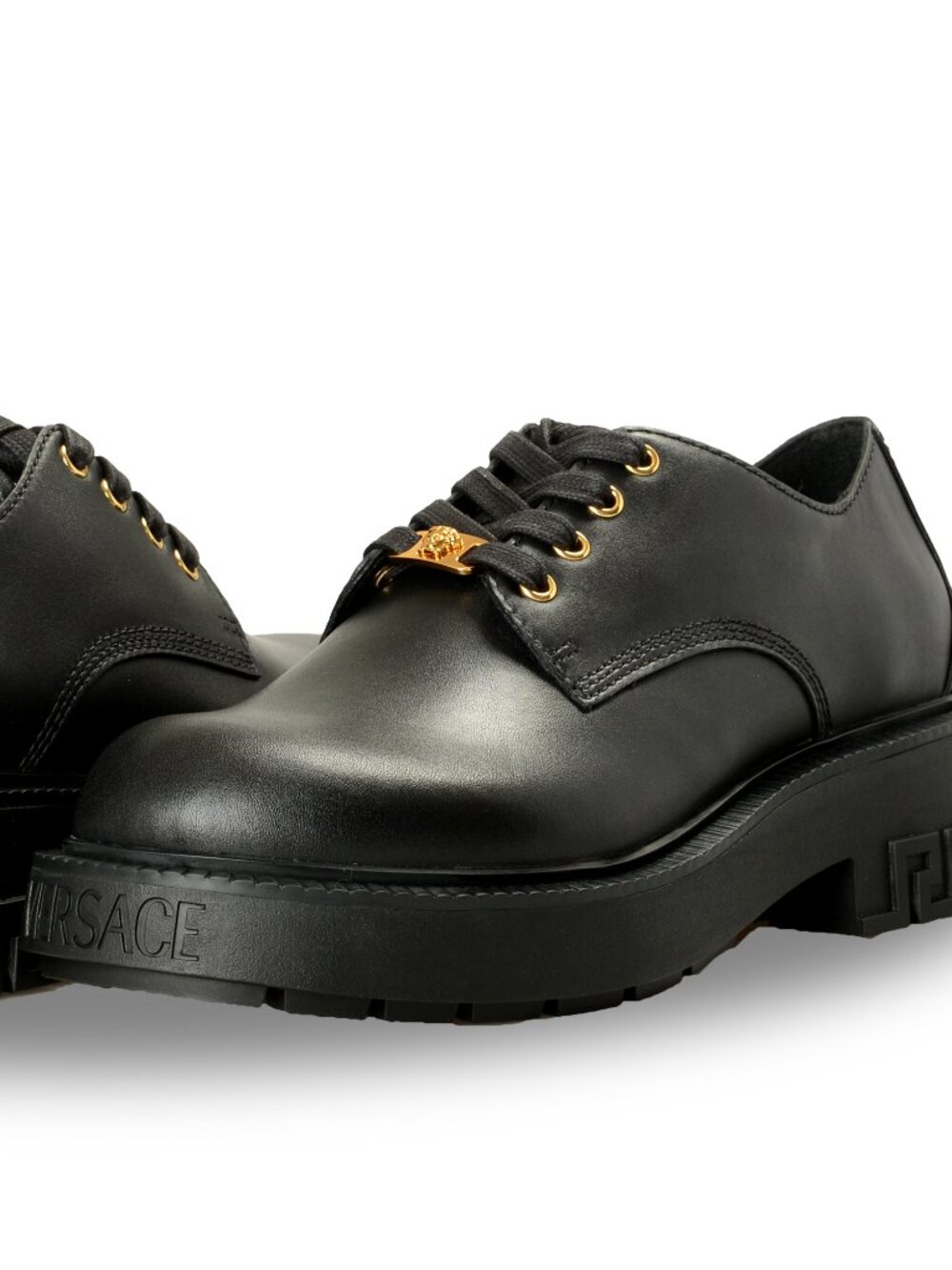 Versace Men's Black Leather Lace Up Derby Shoes US 11 IT 44